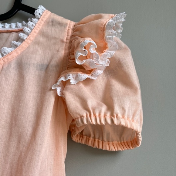 Vintage 1950’s Peach Pink Ruffled Little Girls Party Dress W/ Puff Sleeves Sz 4 - Picture 4 of 5